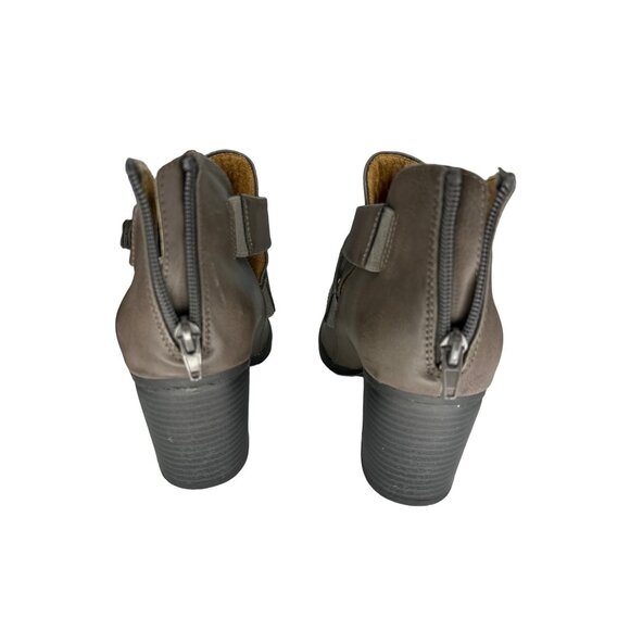 Natural Souls Trickster Brown Ankle Boots Straps Cut Outs Back Zipper Size 10 - Picture 6 of 9